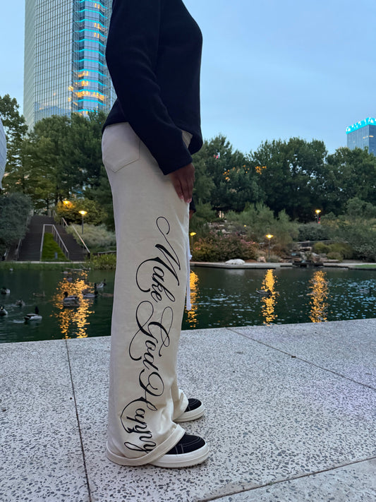 MGH "Make God Happy" Beige Sweatpants